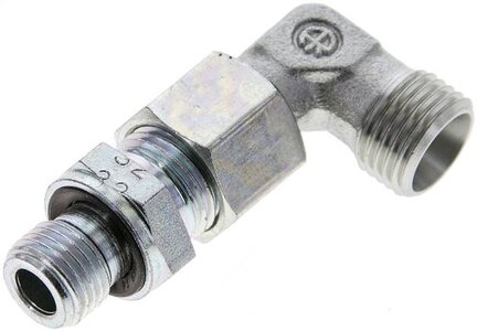 Kolanko hydrauliczne 90 st., nastawne, gwint G 1/4"-10 L (M16x1,5), stal ocynkowana