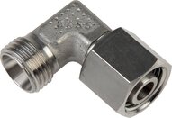 Kolanko hydrauliczne 90 st., nastawne, gwintowane, uszczelnienie stożkowe 6 S (M14x1,5), stal nierdzewna