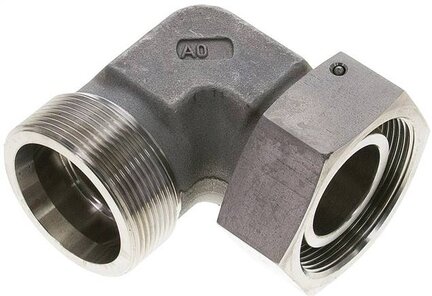 Kolanko hydrauliczne 90 st., nastawne, gwintowane, uszczelnienie stożkowe 38 S (M52x2), stal nierdzewna