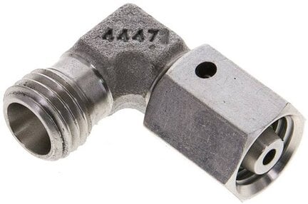 Kolanko hydrauliczne 90 st., nastawne, gwintowane, uszczelnienie stożkowe 6 L (M12x1,5), stal nierdzewna