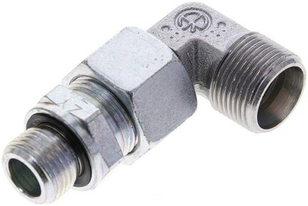 Kolanko hydrauliczne 90 st., nastawne, gwint M 18x1,5-15 L (M22x1,5), stal ocynkowana