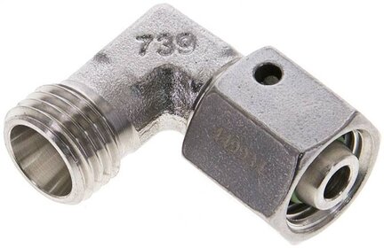 Kolanko hydrauliczne 90 st., nastawne, gwintowane, uszczelnienie stożkowe 8 L (M14x1,5), stal nierdzewna