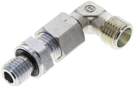 Kolanko hydrauliczne 90 st., nastawne, gwint M 12x1,5-8 L (M14x1,5), stal ocynkowana