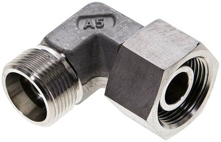 Kolanko hydrauliczne 90 st., nastawne, gwintowane, uszczelnienie stożkowe 16 S (M24x1,5), stal nierdzewna