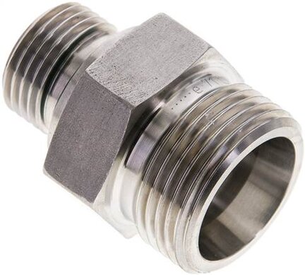 Złączka hydrauliczna prosta, uszczelnienie elastomerowe, gwint G 1/2"-20 S (M30x2), z podkładką, stal nierdzewna