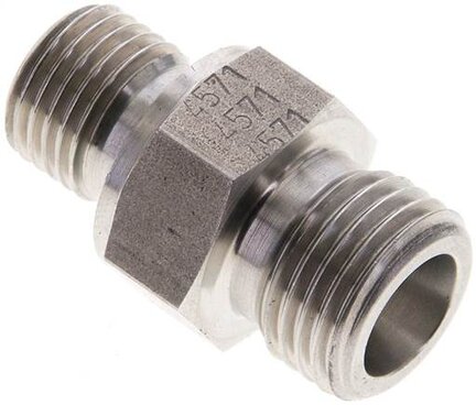 Złączka hydrauliczna prosta, uszczelnienie elastomerowe, gwint G 1/4"-8 S (M16x1,5), z podkładką, stal nierdzewna