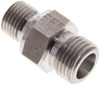 Złączka hydrauliczna prosta, uszczelnienie elastomerowe, gwint G 1/4"-8 S (M16x1,5), z podkładką, stal nierdzewna