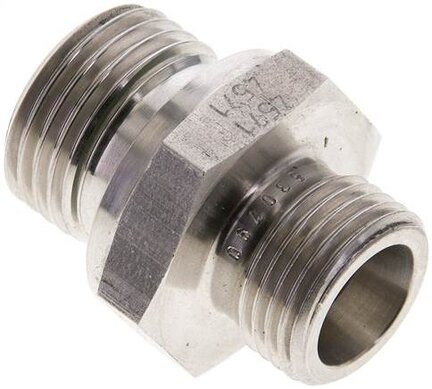 Złączka hydrauliczna prosta, uszczelnienie elastomerowe, gwint G 1/2"-10 S (M18x1,5), z podkładką, stal nierdzewna