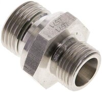Złączka hydrauliczna prosta, uszczelnienie elastomerowe, gwint G 1/2"-10 S (M18x1,5), z podkładką, stal nierdzewna