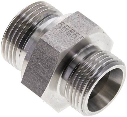 Złączka hydrauliczna prosta, uszczelnienie elastomerowe, gwint G 1"-20 S (M30x2), z podkładką, stal nierdzewna