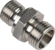 Złączka hydrauliczna prosta, uszczelnienie elastomer, gwint M 22x1,5-12 L (M18x1,5), z podkładką, stal nierdzewna