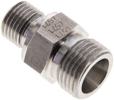 Złączka hydrauliczna prosta, uszczelnienie elastomerowe, gwint G 1/4"-10 S (M18x1,5), z podkładką, stal nierdzewna