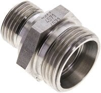 Złączka hydrauliczna prosta, uszczelnienie elastomerowe, gwint G 1/2"-22 L (M30x2), z podkładką, stal nierdzewna
