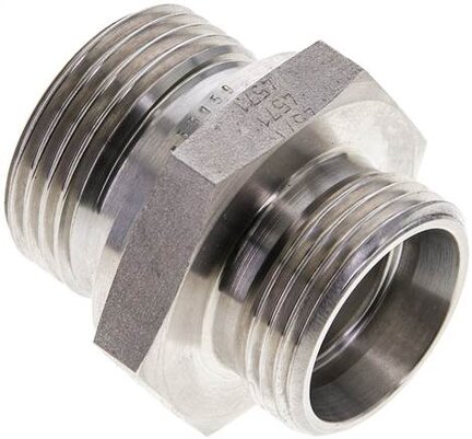 Złączka hydrauliczna prosta, uszczelnienie elastomerowe, gwint G 1"-22 L (M30x2), z podkładką, stal nierdzewna