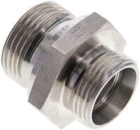 Złączka hydrauliczna prosta, uszczelnienie elastomerowe, gwint G 1"-22 L (M30x2), z podkładką, stal nierdzewna