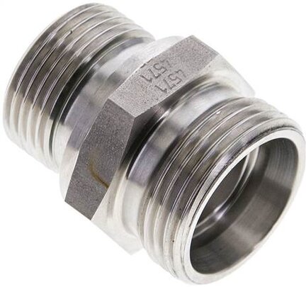 Złączka hydrauliczna prosta, uszczelnienie elastomerowe, gwint G 3/4"-22 L (M30x2), z podkładką, stal nierdzewna