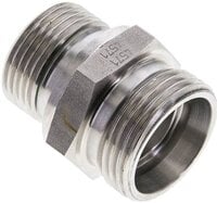 Złączka hydrauliczna prosta, uszczelnienie elastomerowe, gwint G 3/4"-22 L (M30x2), z podkładką, stal nierdzewna
