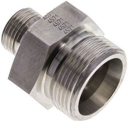 Złączka hydrauliczna prosta, uszczelnienie elastomerowe, gwint G 1/2"-25 S (M36x2), z podkładką, stal nierdzewna