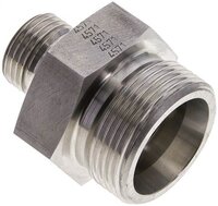 Złączka hydrauliczna prosta, uszczelnienie elastomerowe, gwint G 1/2"-25 S (M36x2), z podkładką, stal nierdzewna