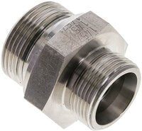 Złączka hydrauliczna prosta, uszczelnienie elastomerowe, gwint G 1-1/4"-25 S (M36x2), z podkładką, stal nierdzewna