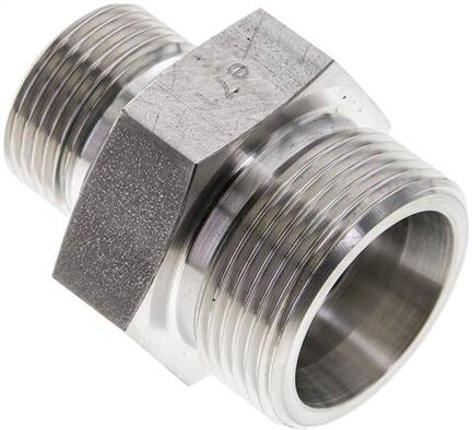 Złączka hydrauliczna prosta, uszczelnienie elastomerowe, gwint G 3/4"-25 S (M36x2), z podkładką, stal nierdzewna