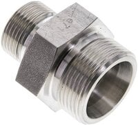 Złączka hydrauliczna prosta, uszczelnienie elastomerowe, gwint G 3/4"-25 S (M36x2), z podkładką, stal nierdzewna
