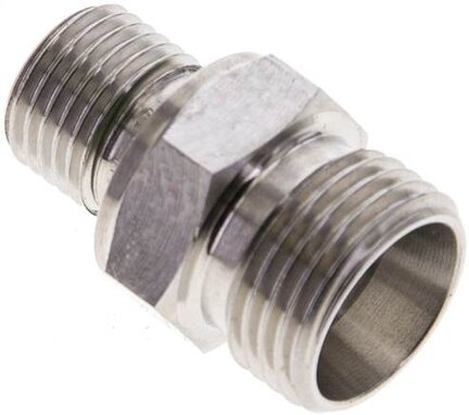 Złączka hydrauliczna prosta, uszczelnienie elastomerowe, gwint G 1/4"-12 L (M18x1,5), z podkładką, stal nierdzewna