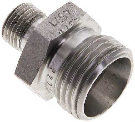 Złączka hydrauliczna prosta, uszczelnienie elastomerowe, gwint G 1/8"-12 L (M18x1,5), z podkładką, stal nierdzewna