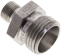 Złączka hydrauliczna prosta, uszczelnienie elastomerowe, gwint G 1/8"-12 L (M18x1,5), z podkładką, stal nierdzewna