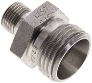 Złączka hydrauliczna prosta, uszczelnienie elastomerowe, gwint G 1/8"-12 L (M18x1,5), z podkładką, stal nierdzewna