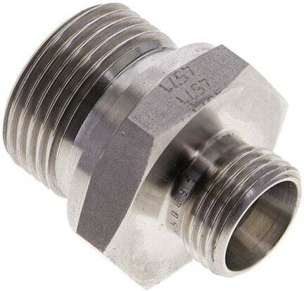 Złączka hydrauliczna prosta, uszczelnienie elastomerowe, gwint G 3/4"-12 L (M18x1,5), z podkładką, stal nierdzewna