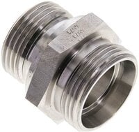 Złączka hydrauliczna prosta, uszczelnienie elastomerowe, gwint G 1"-28 L (M36x2), z podkładką, stal nierdzewna