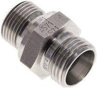 Złączka hydrauliczna prosta, uszczelnienie elastomerowe, gwint G 3/8"-12 L (M18x1,5), z podkładką, stal nierdzewna
