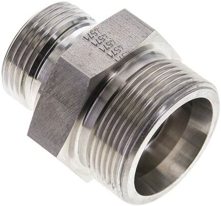 Złączka hydrauliczna prosta, uszczelnienie elastomerowe, gwint G 1"-30 S (M42x2), z podkładką, stal nierdzewna