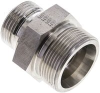 Złączka hydrauliczna prosta, uszczelnienie elastomerowe, gwint G 1"-30 S (M42x2), z podkładką, stal nierdzewna