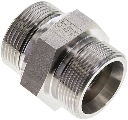 Złączka hydrauliczna prosta, uszczelnienie elastomerowe, gwint G 1-1/4"-30 S (M42x2), z podkładką, stal nierdzewna