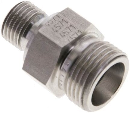 Złączka hydrauliczna prosta, uszczelnienie elastomerowe, gwint G 1/4"-12 S (M20x1,5), z podkładką, stal nierdzewna