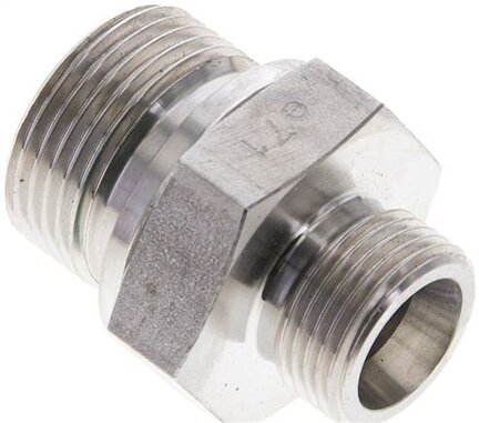 Złączka hydrauliczna prosta, uszczelnienie elastomerowe, gwint G 3/4"-12 S (M20x1,5), z podkładką, stal nierdzewna