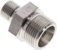 Złączka hydrauliczna prosta, uszczelnienie elastomerowe, gwint G 1/4"-14 S (M22x1,5), z podkładką, stal nierdzewna