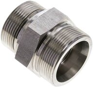 Złączka hydrauliczna prosta, uszczelnienie elastomerowe, gwint G 1-1/2"-38 S (M52x2), z podkładką, stal nierdzewna