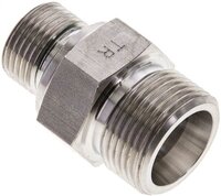 Złączka hydrauliczna prosta, uszczelnienie elastomerowe, gwint G 3/8"-14 S (M22x1,5), z podkładką, stal nierdzewna