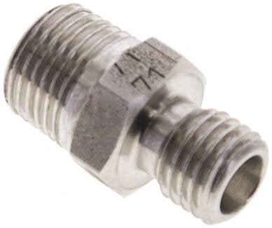 Złączka hydrauliczna prosta, gwint R 1/8"-4 LL (M8x1), stal nierdzewna