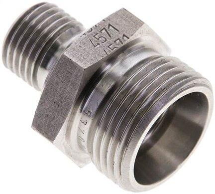 Złączka hydrauliczna prosta, uszczelnienie elastomerowe, gwint G 1/4"-15 L (M22x1,5), z podkładką, stal nierdzewna