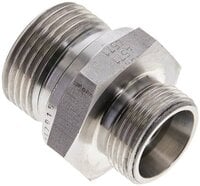 Złączka hydrauliczna prosta, uszczelnienie elastomerowe, gwint G 3/4"-15 L (M22x1,5), z podkładką, stal nierdzewna