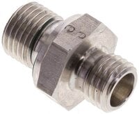 Złączka hydrauliczna prosta, uszczelnienie elastomerowe, gwint G 1/4"-6 L (M12x1,5), z podkładką, stal nierdzewna