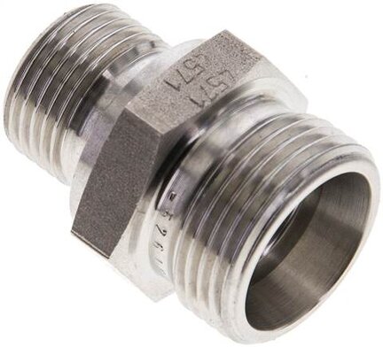 Złączka hydrauliczna prosta, gwint G 3/8"-15 L (M22x1,5), stal nierdzewna