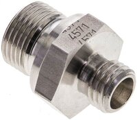 Złączka hydrauliczna prosta, uszczelnienie elastomerowe, gwint G 3/8"-6 L (M12x1,5), z podkładką, stal nierdzewna
