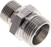 Złączka hydrauliczna prosta, uszczelnienie elastomerowe, gwint G 3/8"-15 L (M22x1,5), z podkładką, stal nierdzewna