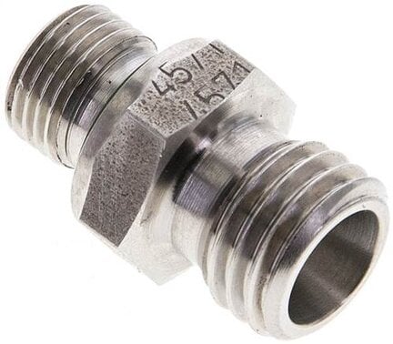 Złączka hydrauliczna prosta, uszczelnienie elastomerowe, gwint G 1/8"-6 L (M12x1,5), z podkładką, stal nierdzewna