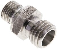 Złączka hydrauliczna prosta, uszczelnienie elastomerowe, gwint G 1/8"-6 L (M12x1,5), z podkładką, stal nierdzewna